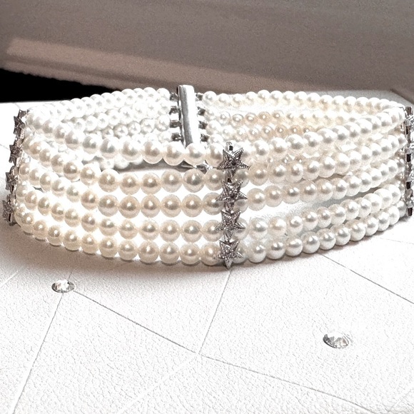 💎 Elegant Exquisite Vintage Mark Lash Pearl, Diamond, 18K White Gold Bracelet💎 - Picture 2 of 16